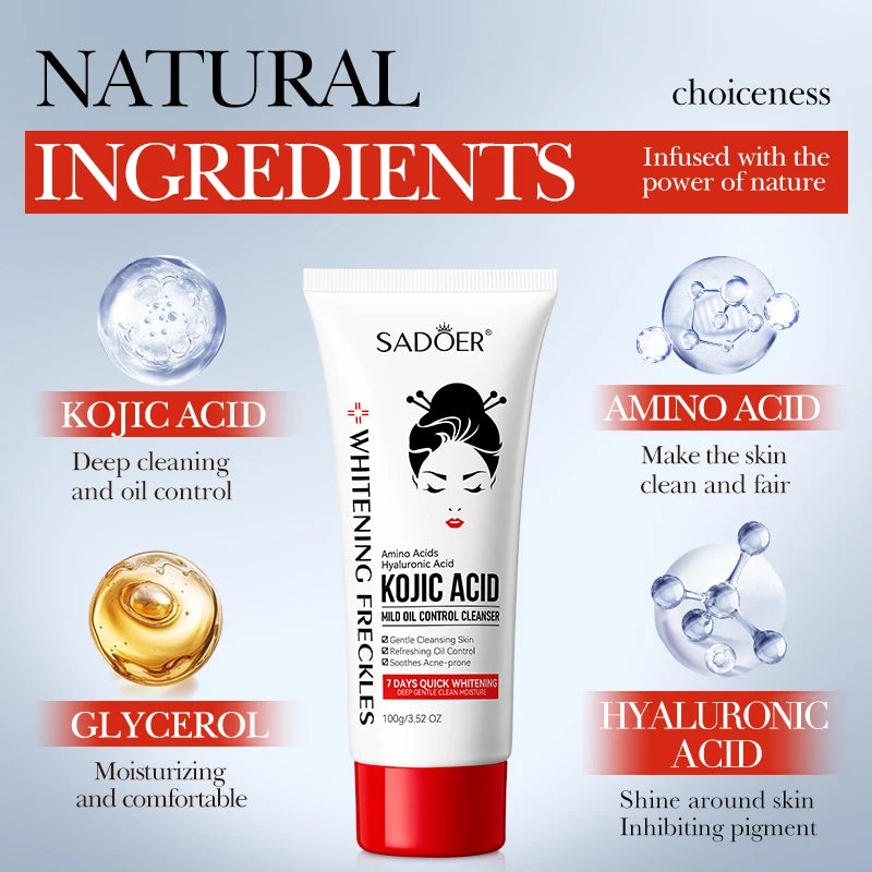Kojic Acid Facial Cleanser Face Wash Foam Facial Cleansing Mossee Moisturizing Brightening Facial Skin Care Products