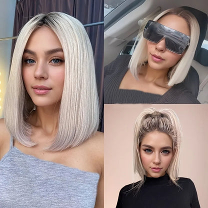 Luxurious Glueless Short Bob Human Hair Wig 5x7 Closure Transparent Lace Wigs For Women 13x4 Lace Front Platinum Blonde Bob Wig