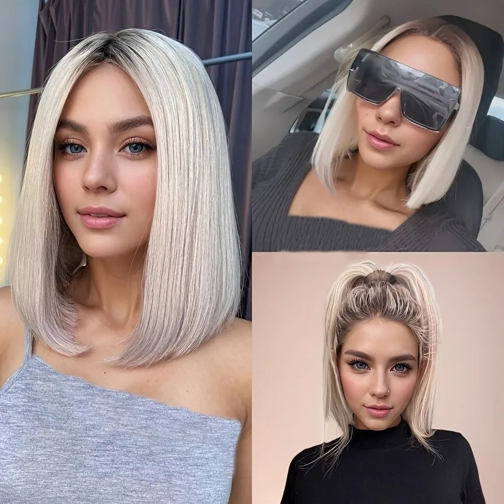 Luxurious Glueless Short Bob Human Hair Wig 5x7 Closure Transparent Lace Wigs For Women 13x4 Lace Front Platinum Blonde Bob Wig