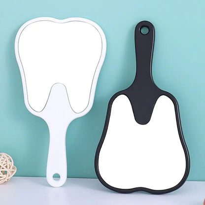 Universal Tooth Shaped Handheld Mirror PVC High Definition Makeup Mirror Dental Mirrors Gift