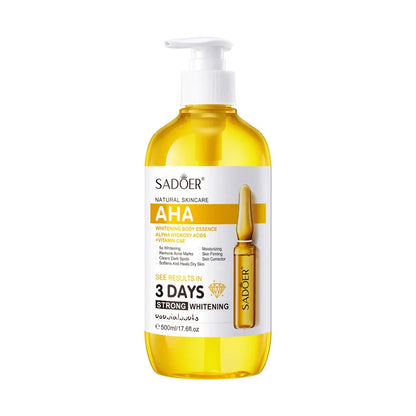 SADOER AHA Whitening Body Essence 500ml Moisturizing Brightening Face Serum Improve Dull Skin Full Body Hydrating Skin Care