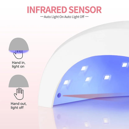 UV LED Nail Lamp Professional Salon Fast Dryer 48W with 4 Timers Automatic Sensor LCD Display for Nail Gel