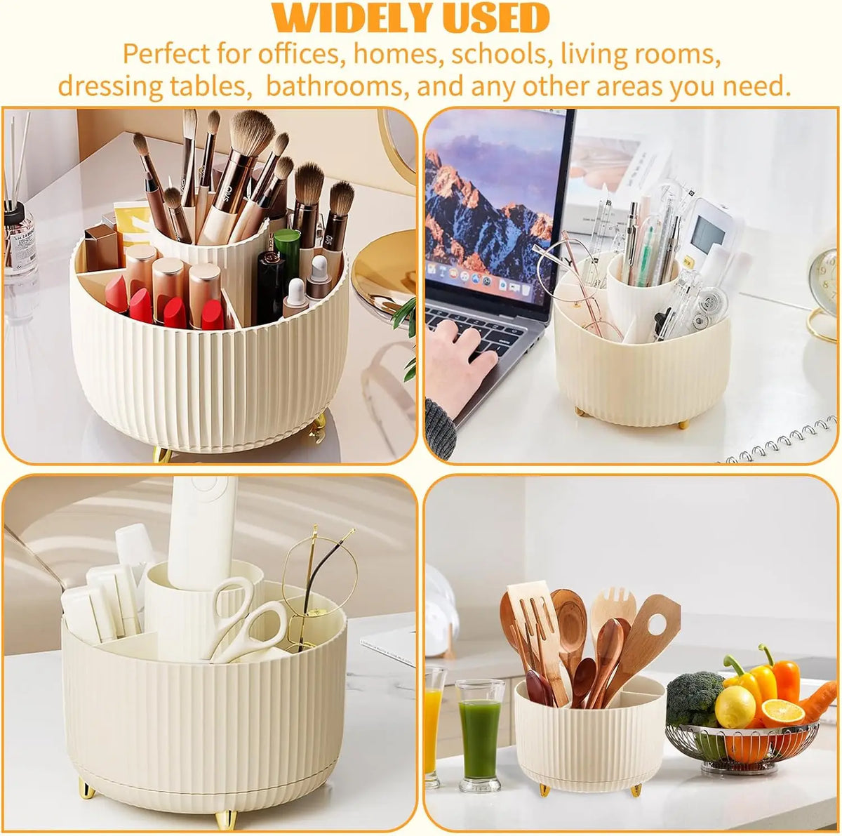 360° Rotating Makeup Cosmetic Storage Organizer Box Space-Saving Spinning Holder for Countertop Vanity Shower Bedroom Bathroom