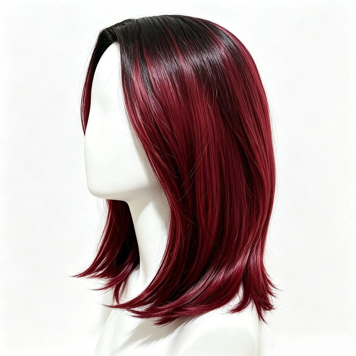 Straight Bob Wig 14 Inch Redwine Heat Resistant Synthetic Wig For Women