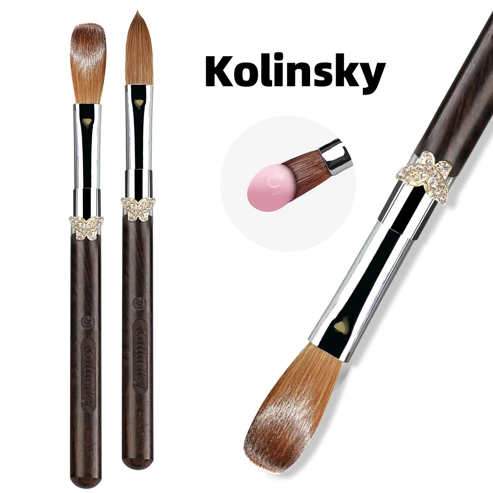 100% Kolinsky Acrylic Brush UV Gel Carving Nail Brush Purple Sandalwool Handle Zircon Butterfly Manicuring Nail Tools Size 2-20