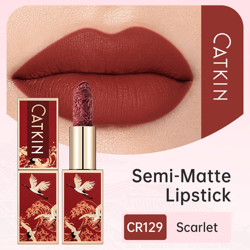 CATKIN Christmas Limited New Year's Lipstick for Lips CATKIN Moisturizing with Golden Glosses, Tone CP170 Crimson Pink, 3.6 G