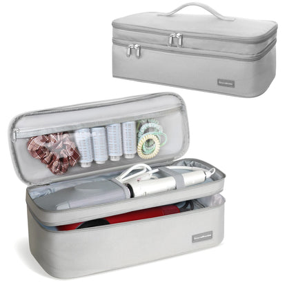 Hair Dryer Case Portable Hairdressing Tools Storage Bag Double Layer Travel Curling Iron Clip Brush Organizer Box, Carrying Cas