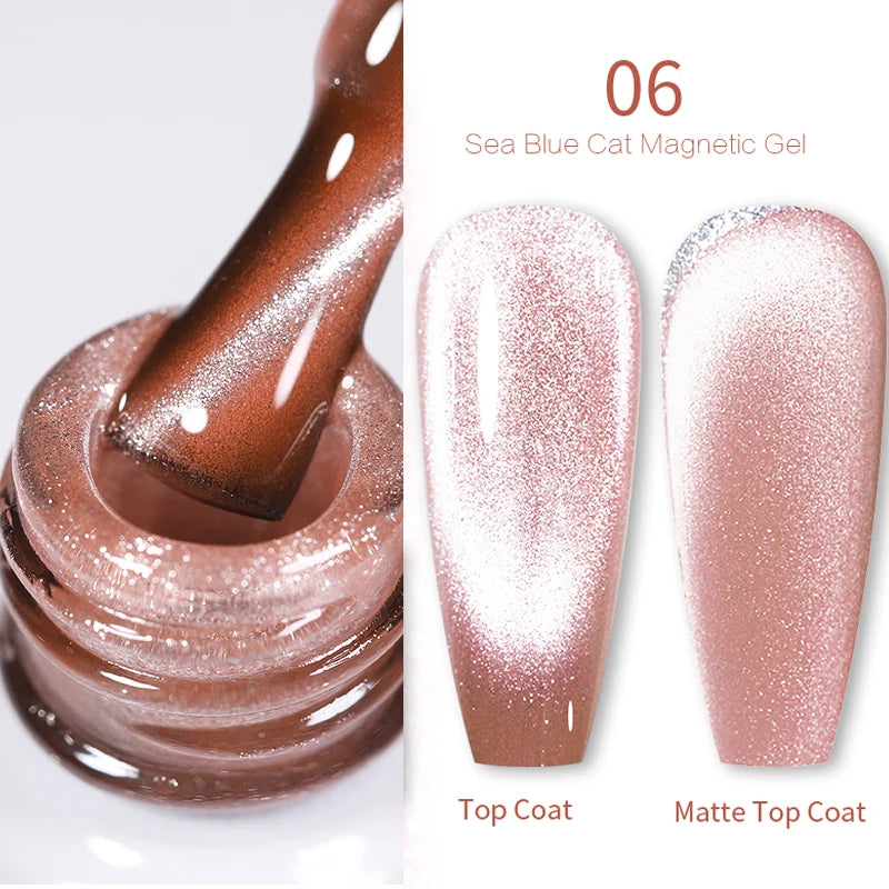 BORN PRETTY 10ml Rainbow Glass Cat Magnetic Nail Gel Polish Sparkling Double Light Reflective Glitter Colorful Laser Varnish