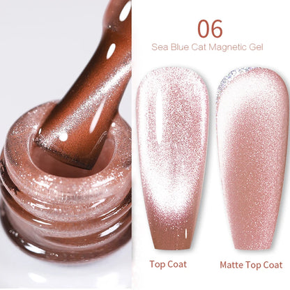 BORN PRETTY 10ml Rainbow Glass Cat Magnetic Nail Gel Polish Sparkling Double Light Reflective Glitter Colorful Laser Varnish