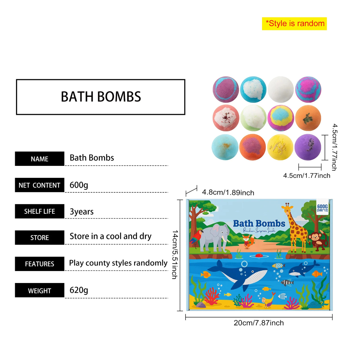 Kids Bubble Bath Ball Moisturizing Skin Care Relaxing Bathtime Surprise Hidden Toy Birthday Holiday Gift Boy&girl Bath Fizz Ball