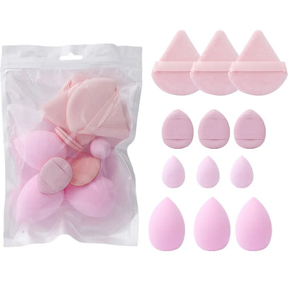 12pcs Makeup Accessories All-Purpose Makeup Sponge Set 4Types Beauty Tools Cosmetic Puff Dry Wet Dual Use Powder Puff