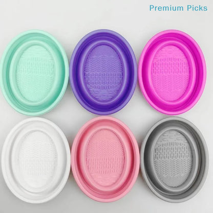 Soft Silicone Makeup Brush Cleaner Folding Powder Puff Cleaning Bowl Eyeshadow Brushes Wash Clean Mat Beauty Tools Scrubber Box