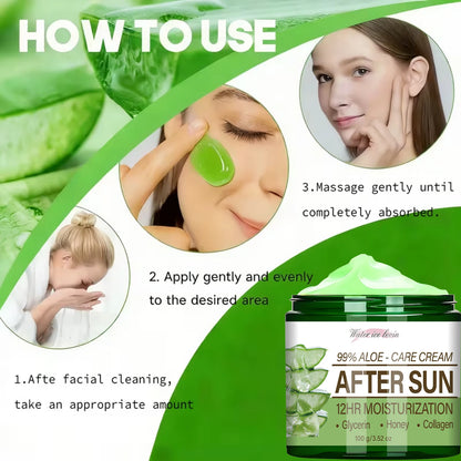 99% Aloe Vera After Sun Cream, 12HR Moisturizing with Collagen & Glycerin