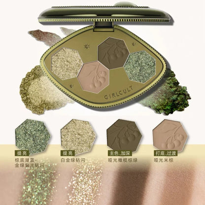 Girlcults Makeup Pressed Glitter Eyeshadow Palette Shimmer Matte Chameleon 4 Color Long Lasting Eye Shadow Cosmetics Full Set