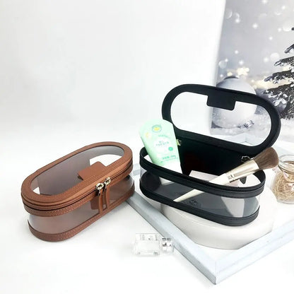 Toiletry Storage Case Transparent Cosmetic Bag Clear Window Double Zipper Cosmetic Organizer Portable Beauty Tools