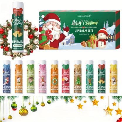 Christmas Limited Lipstick Case 10pcs Plant Extract Multi Flavor Moisturizing  Repairing Lip Dryness Lipstick Gift To Women New