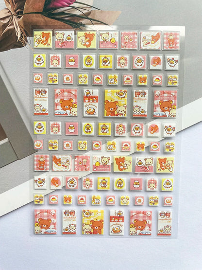 Pvc Mini Kawaii Kiioit Rilakkuma Strawberry Stickers Nail Art Waterproof Scrapbook Car Helmet Handbook Skateboard Stickers Gifts