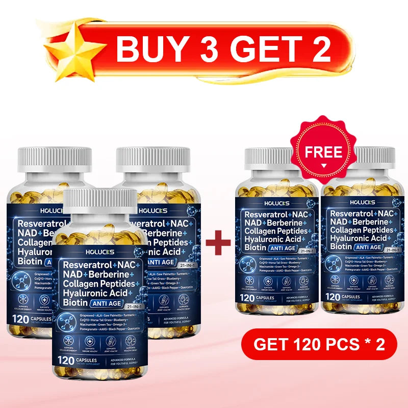 HOLUCKS Women's Multivitamin Capsules, with Iron & Collagen Peptides, Support Immunity, Bone Health & Cellular Vitality