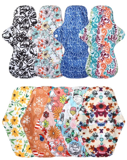 11Pcs Mixed 3 Sizes Reusable Cloth Menstrual Pads, Random Color, Mesh Fabric Quick Dry Washable Sanitary Napkins.
