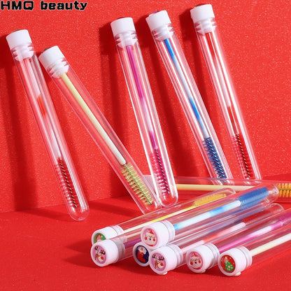 Christmas Eyelash Brush Tube Reusable Eyebrow Brushes Mascara Wand Dust-proof Cleaner Storage Cosmetics Makeup Tools