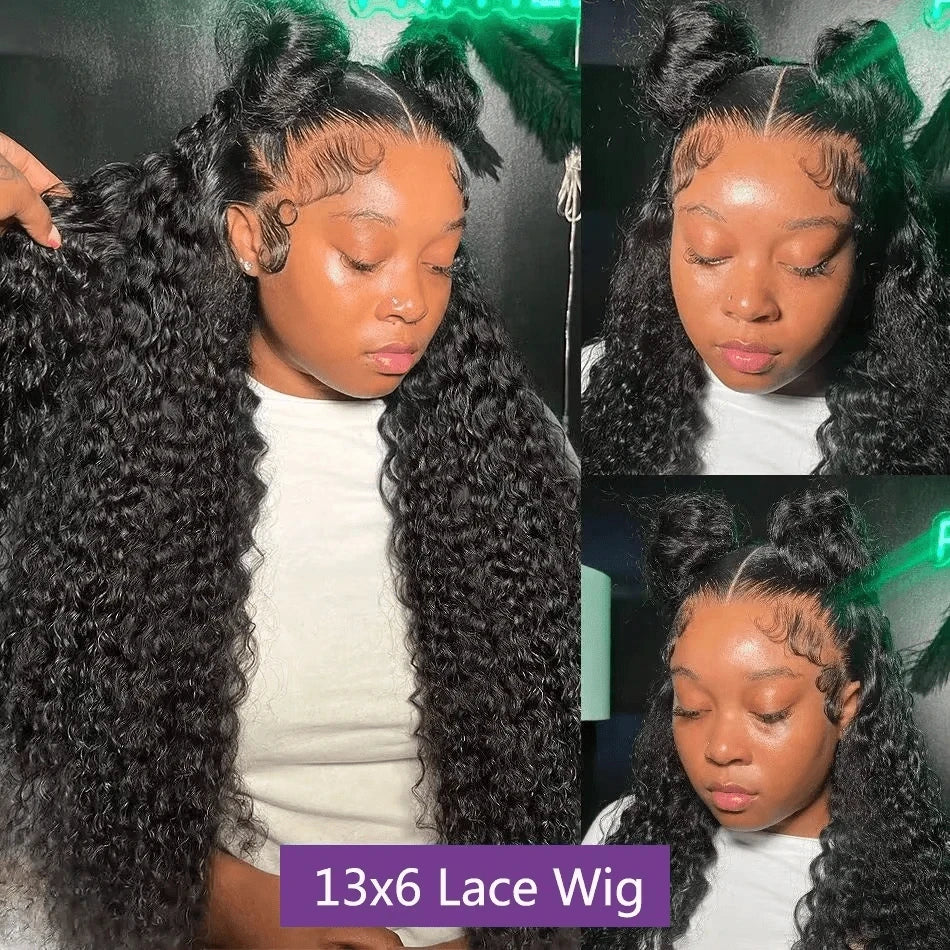 250 Density Jerry Curly Human Hair Wig 360 HD Transparent Lace  Curly Wigs 36 Inches Preplucked
