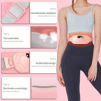 1Pc 3 Heat Levels 4 Massage Modes Menstrual Heating Pad, Cordless Rechargeable Electric Waist Massager, Portable Warm Belly Belt For Women Period Pain Relief