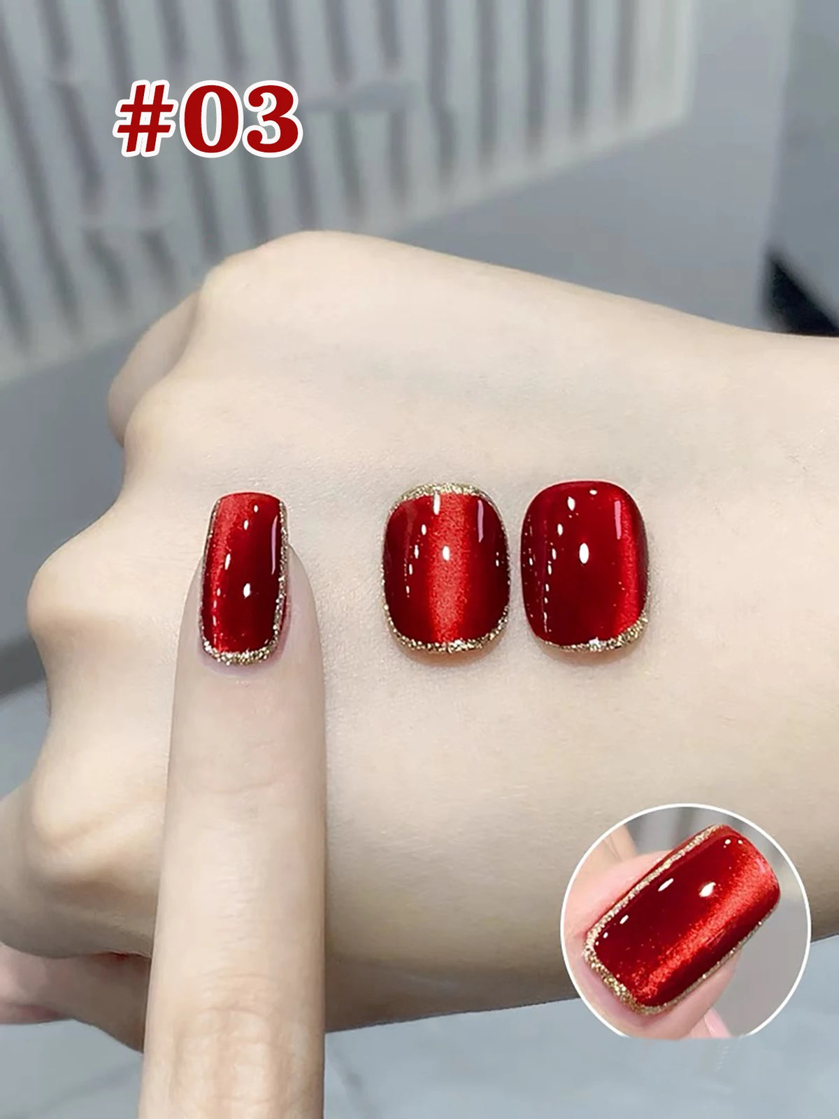 MN 12ML 1-21PCS Hot Selling Red through Half the Sky Cat Eye Nail Polish New Whitening Glass Bead Cat Eye Nail Polish Nail Art
