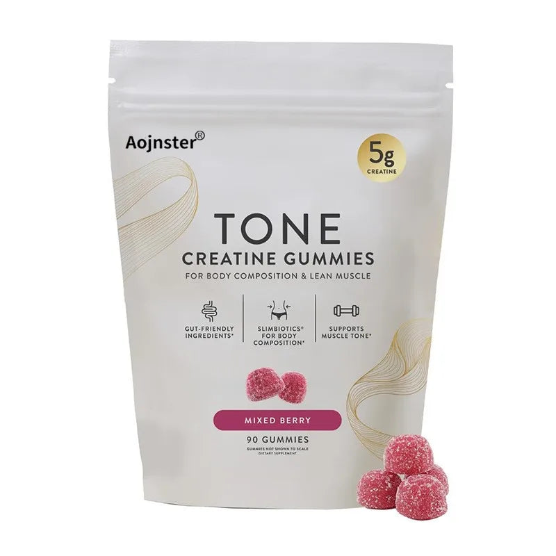 Aojnster Tone Creatine Gummies, for Body Composition & Lean Muscle, Mixed Berry, 5g Creatine, 90 Gummies