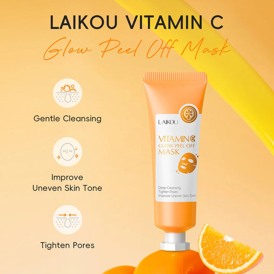 LAIKOU Vitamin C Glow Peel Off Mask 50g Gentle Cleansing Moisturizing Brightening Uneven Skin Tone Mask