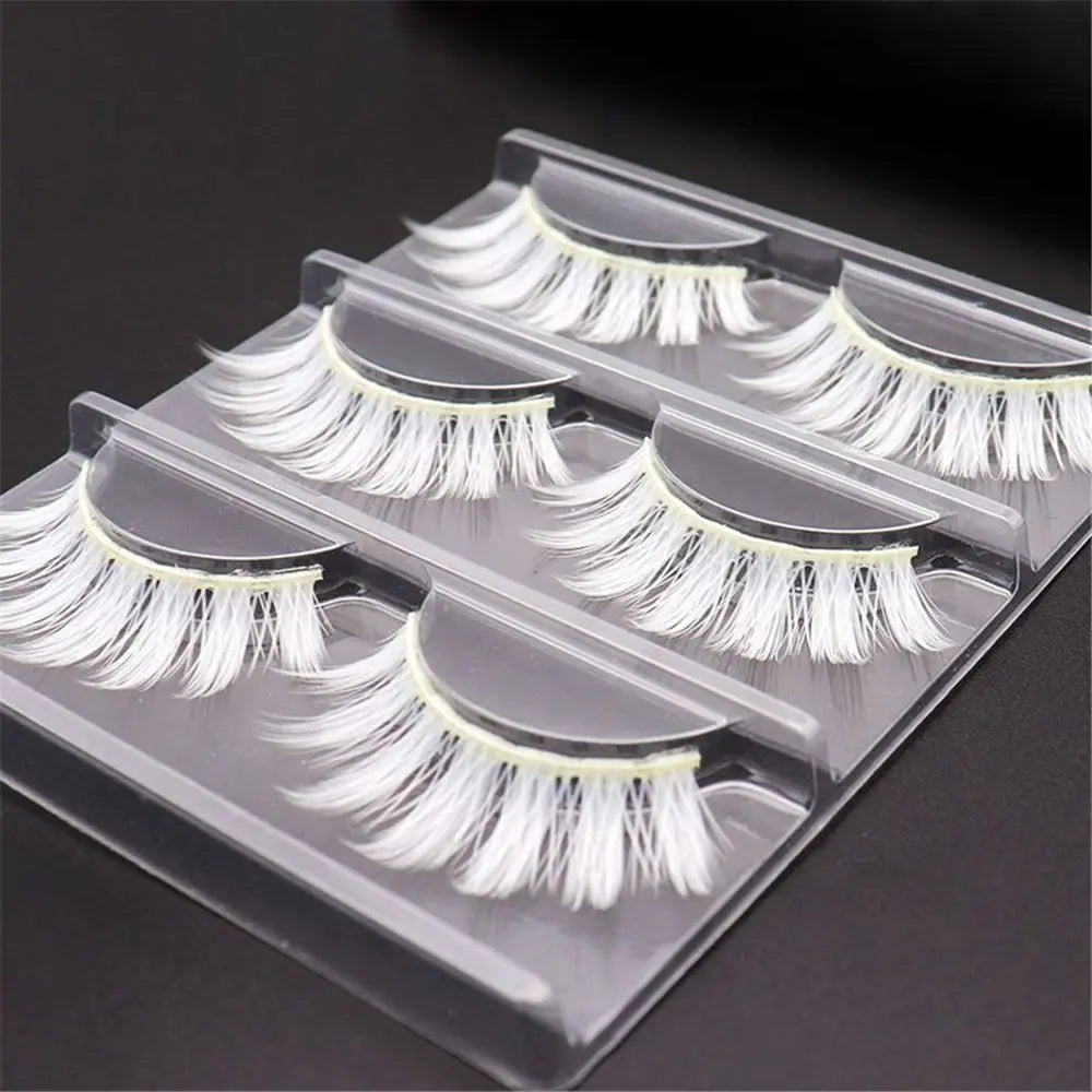 Eye Makeup Tools Halloween White Lashes Masquerade Party Natural Look False Eyelashes Reusable Cosplay White Eyelashes
