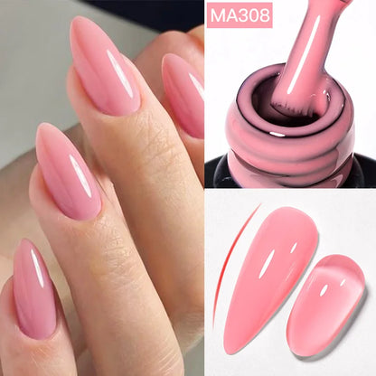 MEET ACROSS 7ml Rubber Base Gel Glitter Nude Pink White 2 In 1 Gel Nail Polish Nail Art Varnish For Nails Winter Autumn Manicure