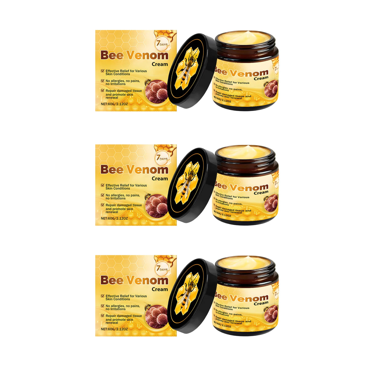 Bee Venom Skin Restoration Cream Lift Tightenes Sagging Fade Freckle Melanin Anti Cellulite Day & Night Body Massage Moisturizer