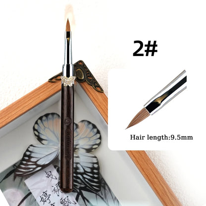 100% Kolinsky Acrylic Brush UV Gel Carving Nail Brush Purple Sandalwool Handle Zircon Butterfly Manicuring Nail Tools Size 2-20