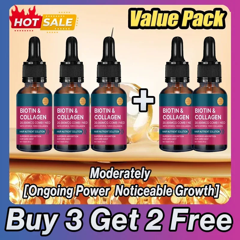 Biotin Collagen Hair Care Essential Oil, Moisturizes Tangled and Rough Hair Texture. Repair Damage Hair Care Serum