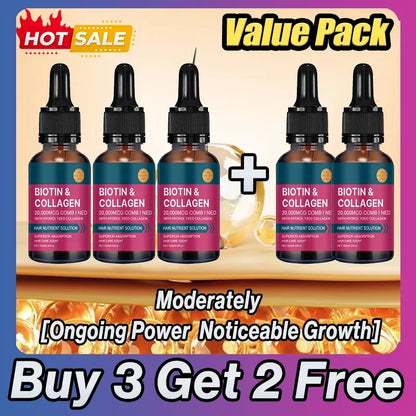 Biotin Collagen Hair Care Essential Oil, Moisturizes Tangled and Rough Hair Texture. Repair Damage Hair Care Serum
