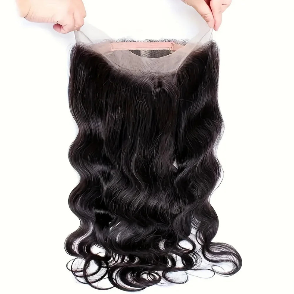 Peruvian Hair Invisible Strap 360 Full Lace Frontal Body Wave Wig Human Hair Natural Color Drawstring 360 Lace Frontal Wig