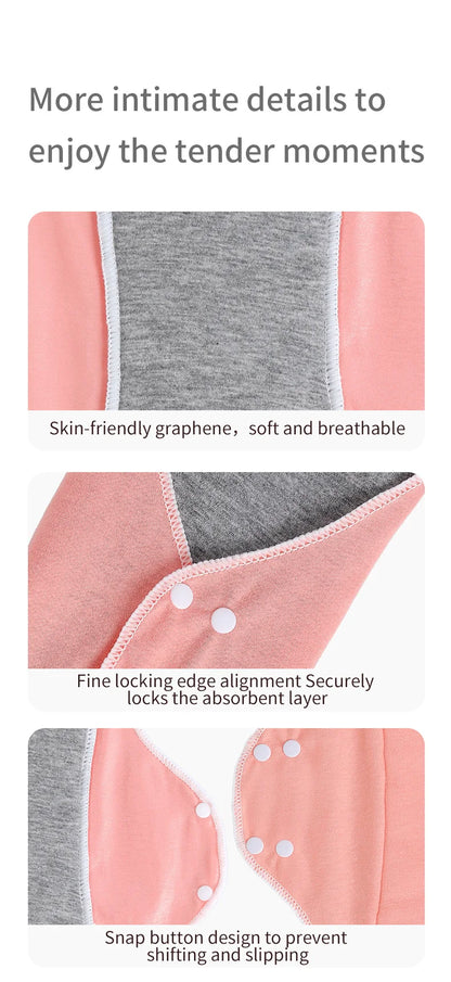 2PCS Large Reusable Graphene Incontinence Pads Heavy-flow Menstrual Cotton Panty Liner Cloth Tampons Urinary Sanitary Pads