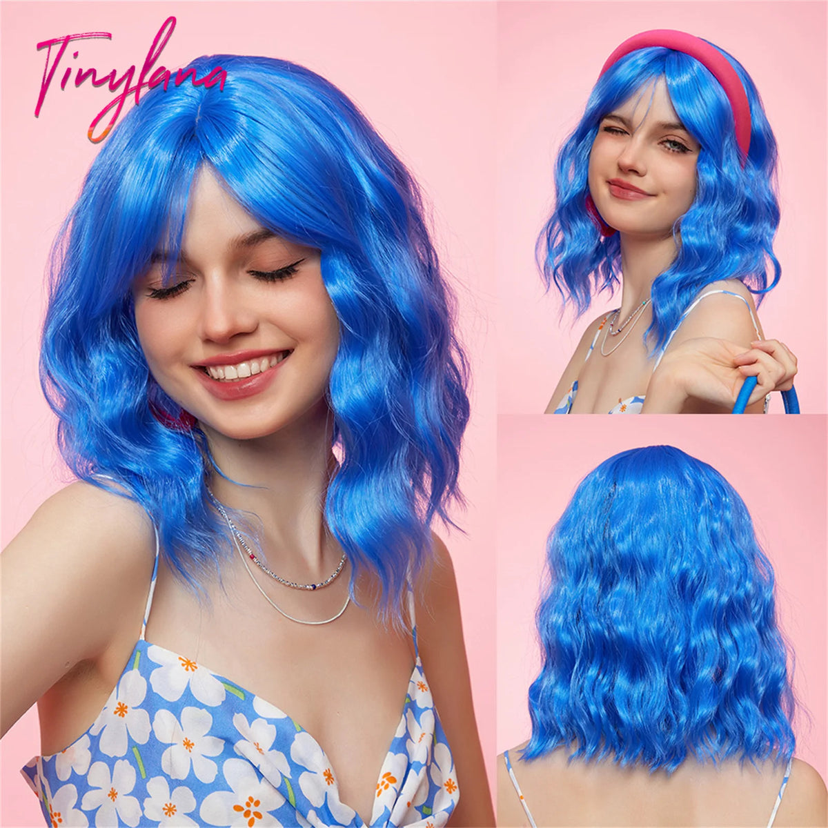 Curly Short Bob Brown Wavy Synthetic Wigs with Bangs Lolita Cosplay Brown Wig for Women Natural Daily Party Hair Heat Resistant