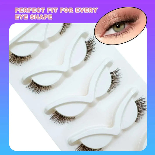 5 Pairs Brown & Black Half Lashes Wispy Clear-Band Cat-Eye Faux-Mink Fluffy Natural Look for Daily Halloween Christmas Cosplay