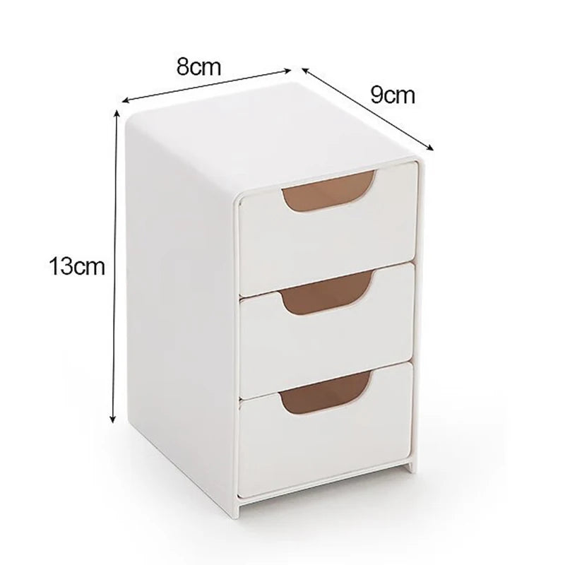 3-Tier Cosmetic Storage Box Organizer With Drawers Multifunctional Countertop Storage For Jewelry Makeup Brush Office Supplies