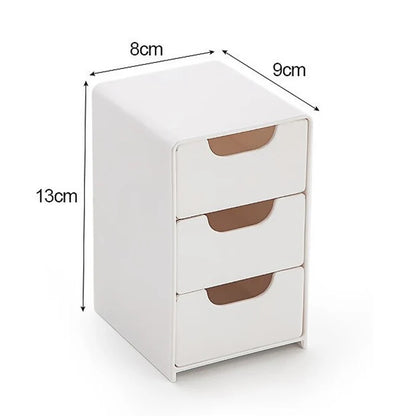 3-Tier Cosmetic Storage Box Organizer With Drawers Multifunctional Countertop Storage For Jewelry Makeup Brush Office Supplies