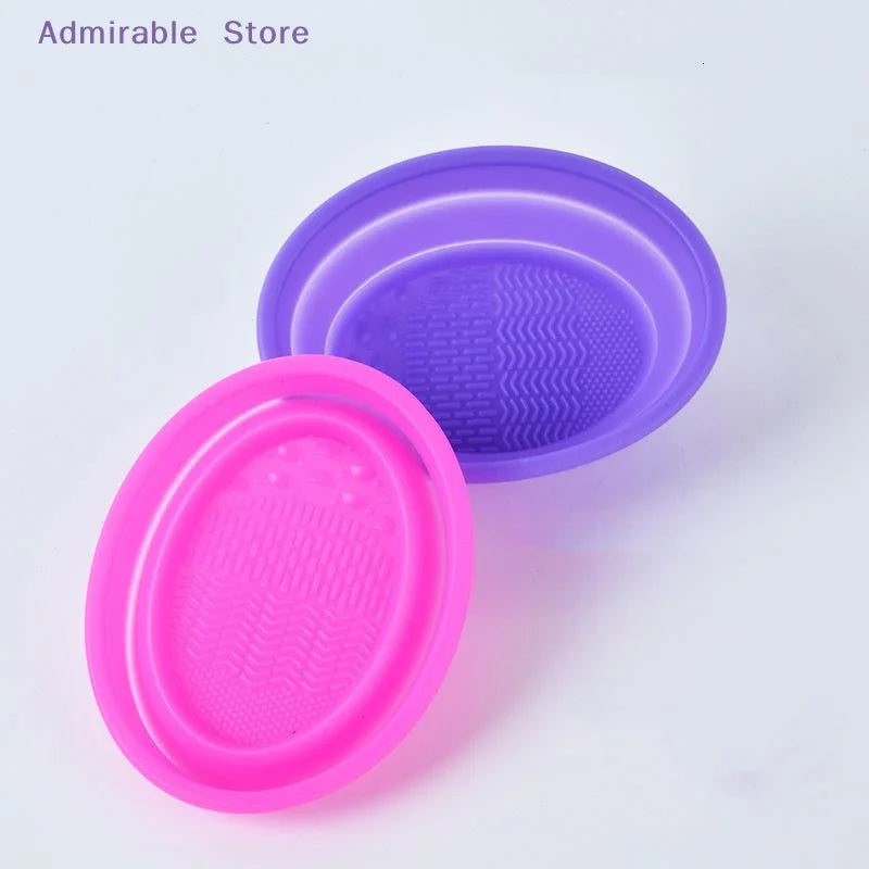 wSoft Silicone Makeup Brush Cleaner Folding Powder Puff Cleaning Bowl Eyeshadow Brushes Wash Clean Mat Beauty Tools Scrubber Box