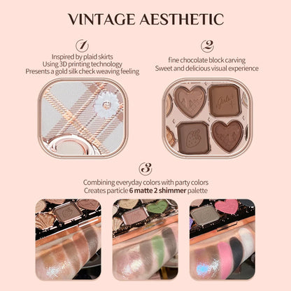 Flower Knows Makeup Eyeshadow Chocolate Wonder-Shop Glitter Matte Eye Shadow Palette 8-Color Eye Vegan Makeup Cosmetics