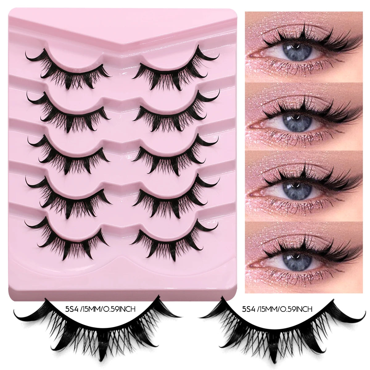 GROINNEYA Manga Lashes 3D Mink Lashes Natural Eyelashes Soft Cross Wispy False Eyelashes 3D Natural Lashes Eyelash Extension