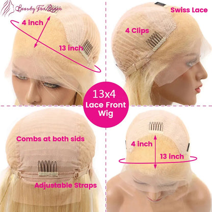 13x4 HD Transparent Lace Front Wig Loose Deep Wave Ash Blonde Colored Lace Front Wig Glueless Wig Human Hair For Women