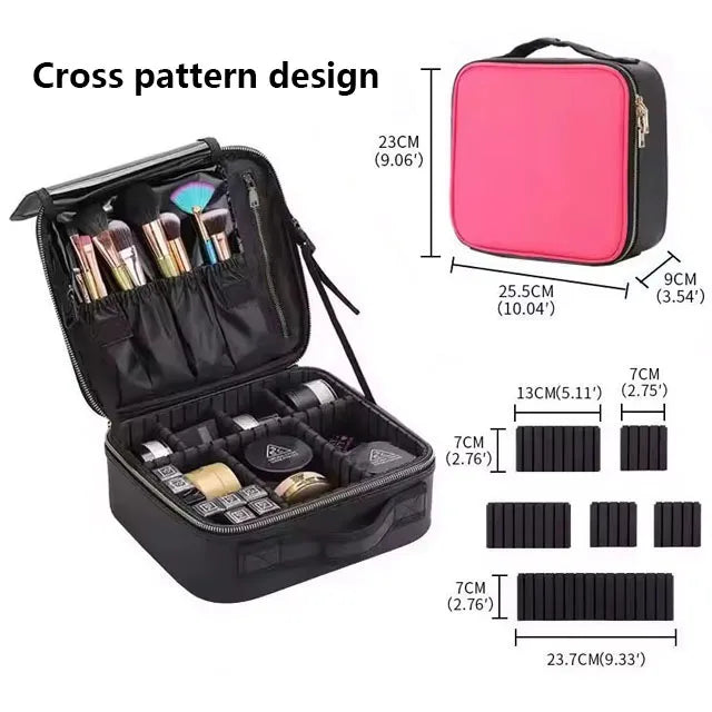 New PU Leather Cosmetic Bag For Women Professional Makeup Case Travel Toiletry Makeup Bag Beauty Nail ToolBox Make Up Handbag