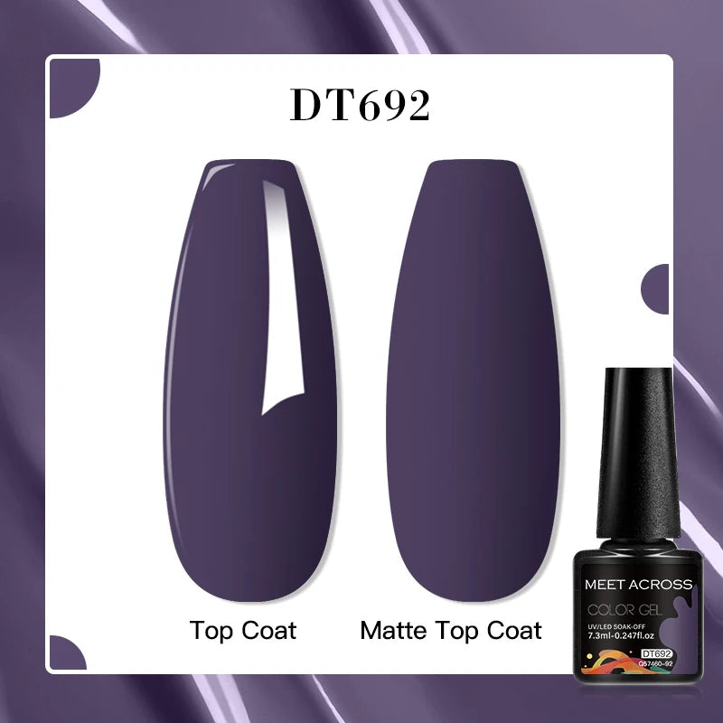 MEET ACROSS 8 Colors Mirror Gel Nail Polish Long-lasting Quick-drying Metallic Gold Silver Red Semi Permanent Varnish Nail Art