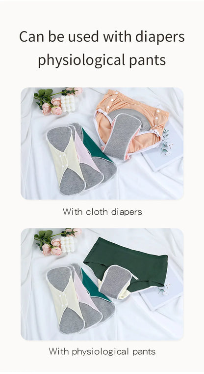 2PCS Large Reusable Graphene Incontinence Pads Heavy-flow Menstrual Cotton Panty Liner Cloth Tampons Urinary Sanitary Pads