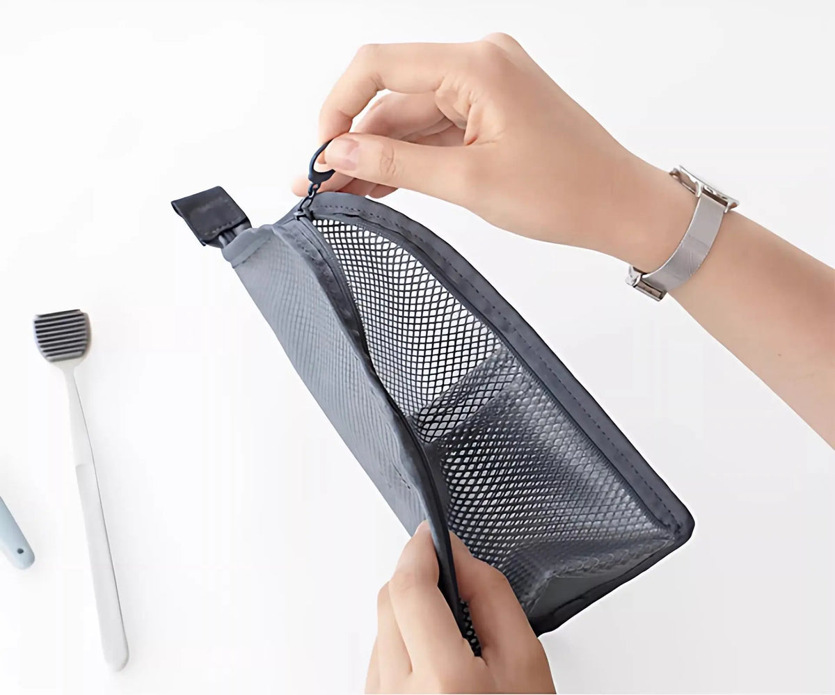 Standing Mesh Toiletry Bag Portable EVA Travel Foldable Toothbrush Cosmetic Organizer Women Bathroom Storage Pouch Сумка