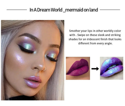 6 Colors Glitter Liquid Lip Gloss Tint Laser Holographic Lipstick Mermaid Glitter Lip Gloss Not Fading Lasting Lip Tint Cosmetic